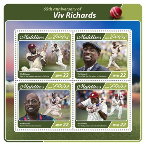 Maldives - 2017 Viv Richards - 4 Stamp Sheet - MLD17505a