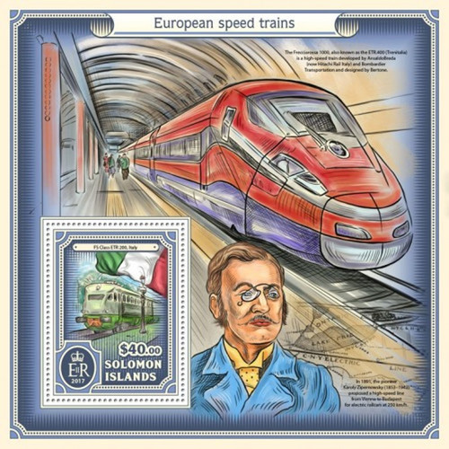 Solomon Islands - 2017 Speed Trains - Souvenir Sheet - SLM17201b