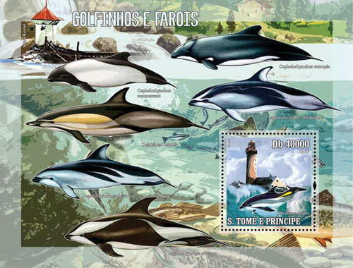 St Thomas & Prince - Lighthouses & Dolphins Sheet 6201b