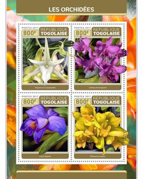 Togo - 2017 Orchids on Stamps - 4 Stamp Sheet - TG17302a