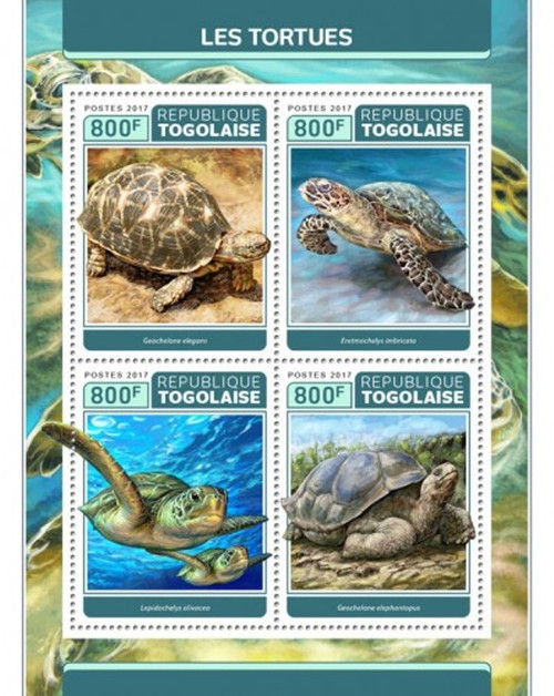 Togo - 2017 Turtles on Stamps - 4 Stamp Sheet - TG17306a