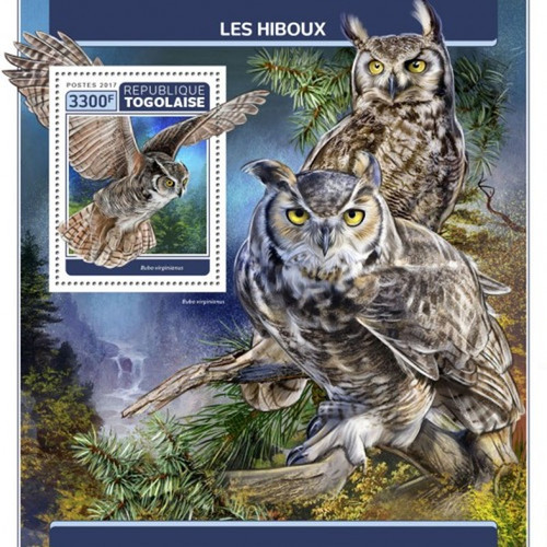 Togo - 2017 Owls on Stamps - Stamp Souvenir Sheet - TG17308b