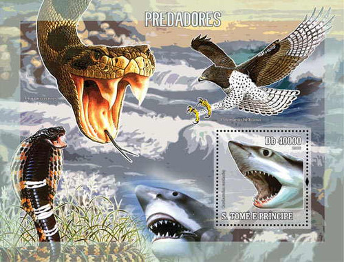 St. Thomas Souvenir Sheet of  Predator Animals ST6205b