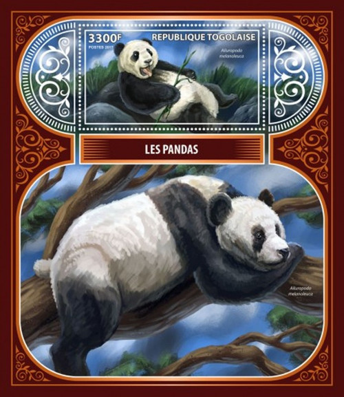 Togo - 2017 Pandas on Stamps - Stamp Souvenir Sheet - TG17417b