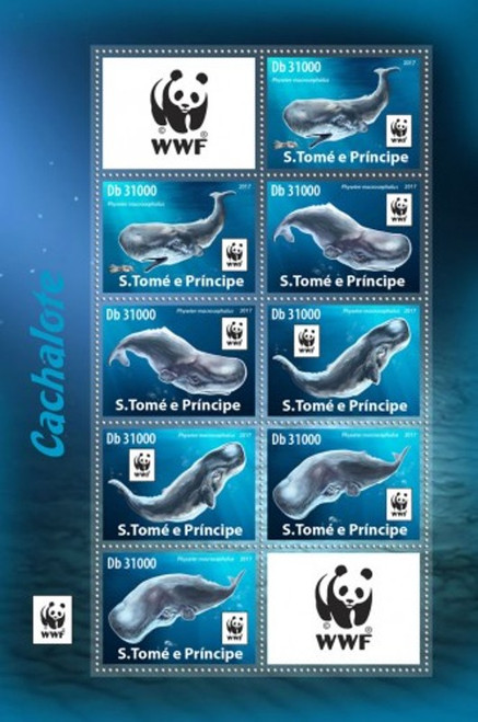 St Thomas 2017 WWF & Sperm Whale - 2 Sets of 8 Stamp Sheets - ST17420c St Thomas 2017 WWF & Sperm Whale - 2 Sets of 8 Stamp Sheets - ST17420c