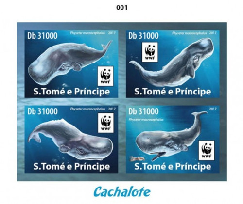 St Thomas 2017 WWF & Sperm Whale - Delux 4 Stamp Sheet ST17420-delux1
