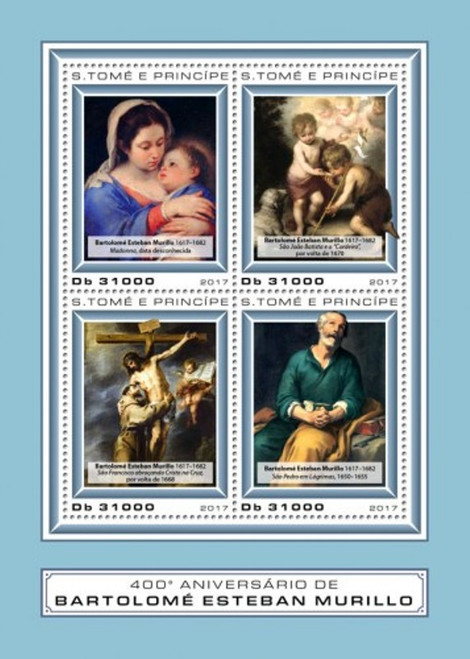 St Thomas - 2017 Bartolome Murillo - 4 Stamp Sheet - ST17407a