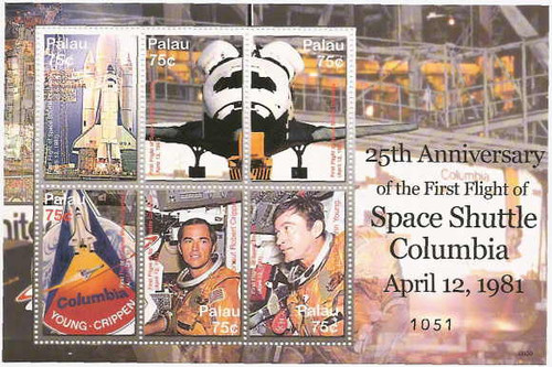 Palau - Space Shuttle Columbia on Stamps - 6 Stamp Mint Sheet PAL0608