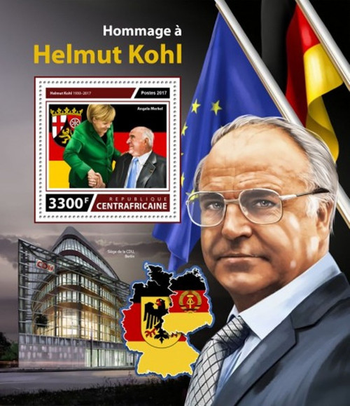 Central Africa - 2017 Helmut Kohl - Stamp Souvenir Sheet - CA17614b Central Africa - 2017 Helmut Kohl - Stamp Souvenir Sheet - CA17614b