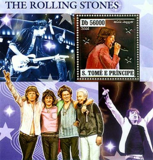 St Thomas Rolling Stones on Silver Foil Stamp ST 6402bs