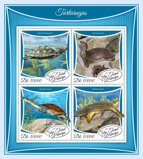 St Thomas - 2017 Turtles on Stamps - 4 Stamp Sheet - ST17510a