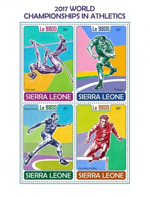 Sierra Leone - 2017 Athletics Champs - 4 Stamp Sheet - SRL171015a