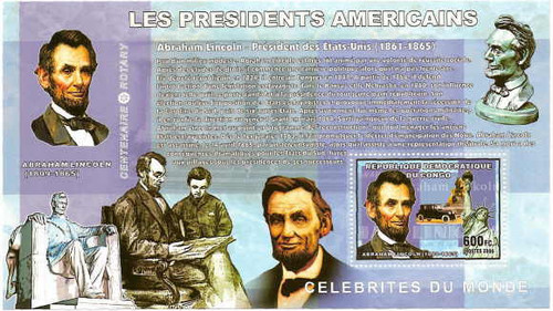 Congo - Abraham Lincoln Stamp Souvenir Sheet 3A-066