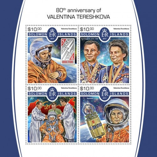 Solomon Islands - 2017 Valentina Tereshkova - 4 Stamp Sheet SLM17513a