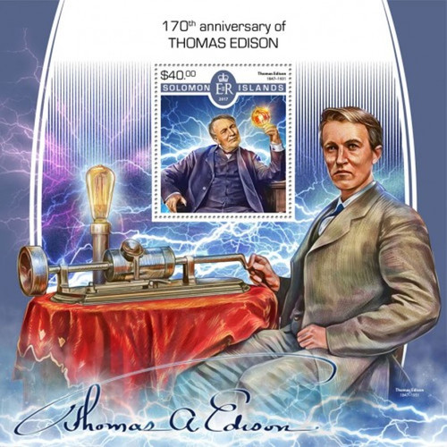 Solomon Islands - 2017 Thomas Edison - Stamp Souvenir Sheet SLM17523b