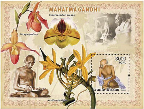 Guinea-Bissau - 2006 Gandhi & Orchids Stamp Souvenir Sheet GB6208b