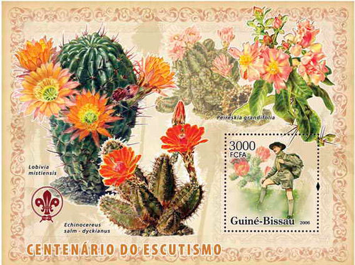 Guinea-Bissau - Scouts & Cactus on Stamps - Souvenir Sheet GB6212b