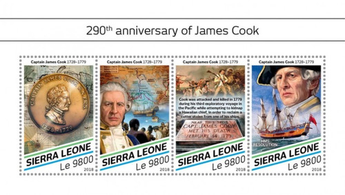 Sierra Leone - 2018 James Cook - 5 Stamp Sheet - SRL18502a