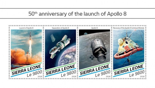 Sierra Leone - 2018 Apollo 8 Launch - 5 Stamp Sheet - SRL18513a