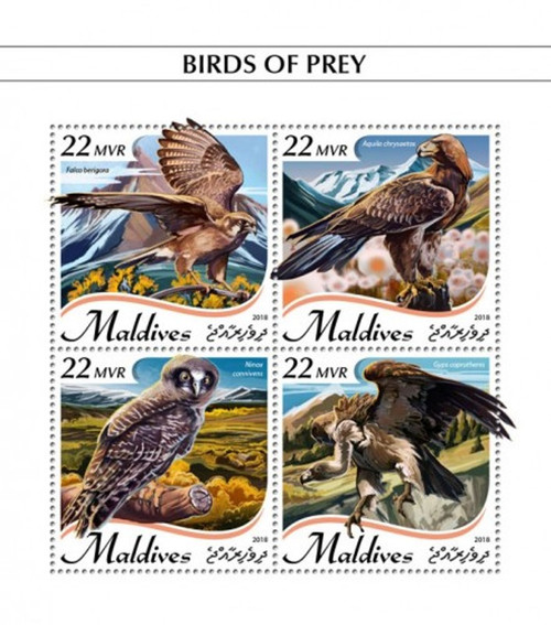 Maldives - 2018 Birds of Prey - 4 Stamp Sheet - MLD18906a