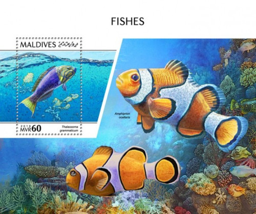 Maldives - 2018 Fish on Stamps - Stamp Souvenir Sheet - MLD181007b