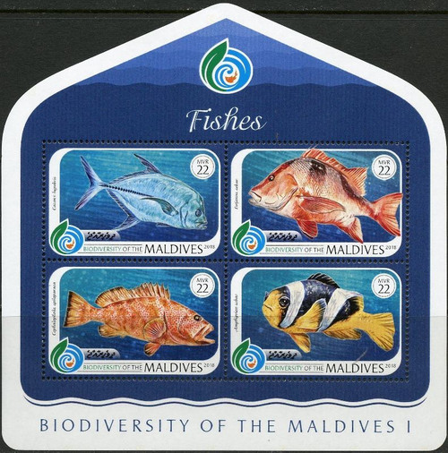 Maldives - 2018 Fish Biodiversity - 4 Stamp Sheet - MLD181014a