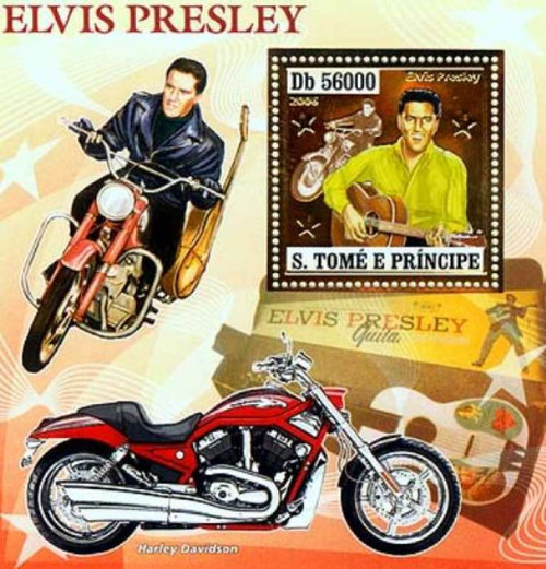 St Thomas - Elvis Presley & Motorcycles Gold Foil Stamp Sheet ST6405bg