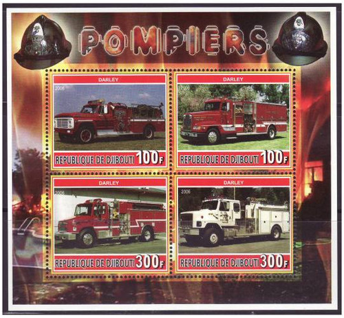 Fire Engines On Stamps - Mint Sheet of 4 - M1116