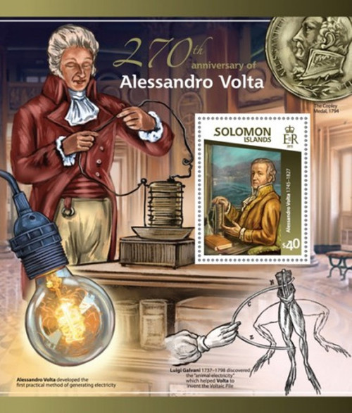 Withdrew 02-21-19-Solomon Islands - 2015 Alessandro Volta - Souvenir Sheet - 19M-734