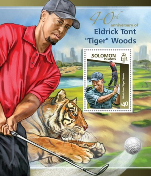 Withdrew 02-21-19-Solomon Islands - 2015 Tiger Woods - Stamp Souvenir Sheet - 19M-716