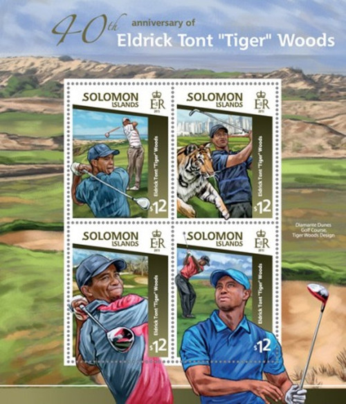 Withdrew 02-21-19-Solomon Islands - 2015 Tiger Woods - 4 Stamp Sheet - 19M-715