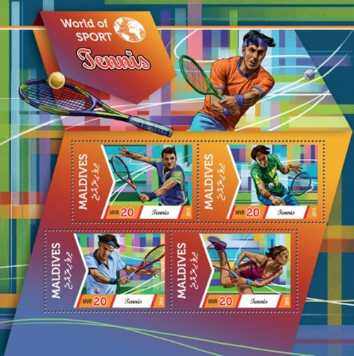 Withdrew 02-21-19-Maldives - 2015 Tennis on Stamps - 4 Stamp Sheet - 13E-305