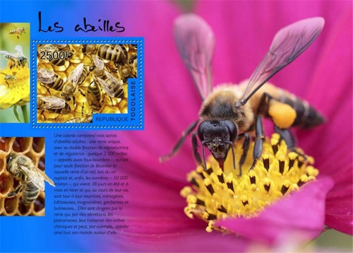 Togo - 2014 Bees on Stamps - Stamp Souvenir Sheet - 20H-1046