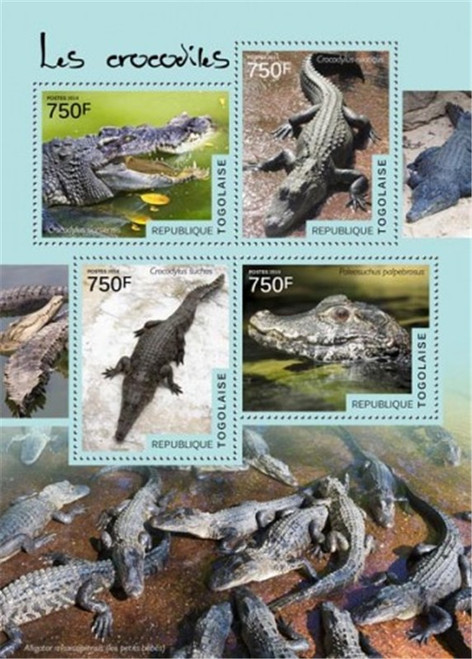 Togo - 2014 Crocodiles on Stamps - 4 Stamp Sheet - 20H-1065