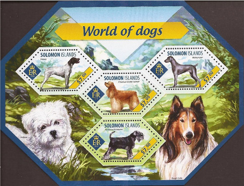 Solomon Islands - 2014 World of Dogs - 4 Stamp Sheet - 19M-473