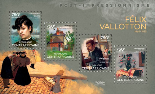 Central Africa 2014 Post - Impressionist Vallotton 4 Stamp Sheet 3H-778