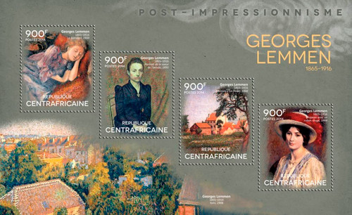 Central Africa 2014 Flemish Artist Georges Lemmen 4 Stamp Sheet 3H-780
