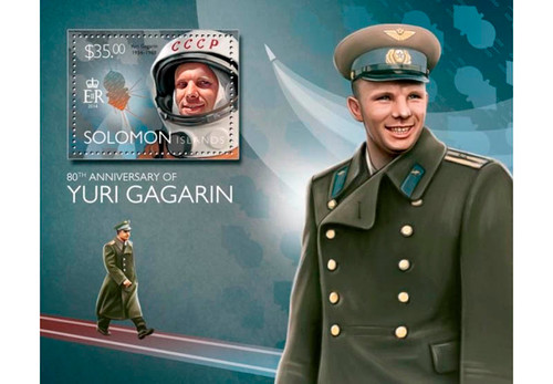 Solomon Islands 2014 Yuri Gagarin Russian Cosmonaut Stamp S/S 19M-570