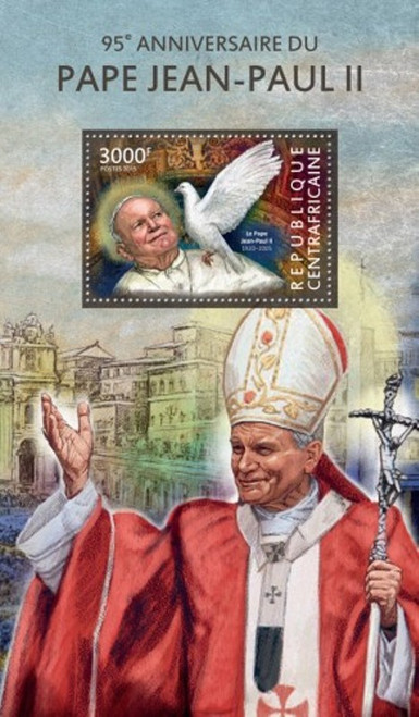 Central Africa - 2015 Pope John Paul II - Souvenir Sheet - 3H-839