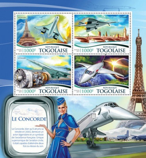 Withdrew 02-25-19-Togo - 2015 Concorde on Stamps - 4 Stamp Sheet - 20H-1147