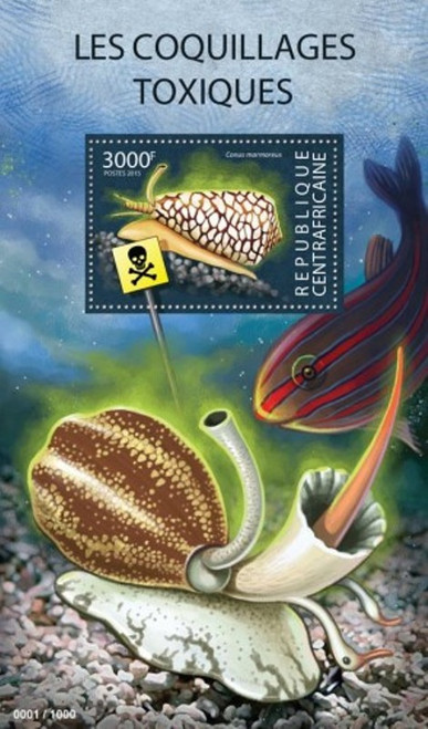 Withdrew 02-28-19-Central Africa - 2015 Toxic Shellfish - Stamp Souvenir Sheet - 3H-895