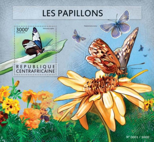 Withdrew 03-07-19-Central Africa - 2015 Butterflies - Stamp Souvenir Sheet - 3H-921