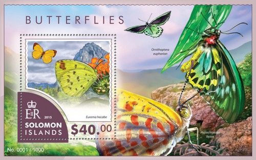 Withdrew 02-28-19-Solomon Islands - 2015 Butterflies - Stamp Souvenir Sheet - 19M-828