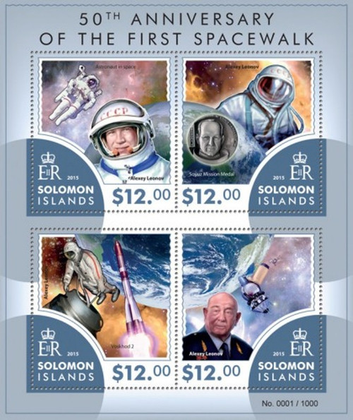 Withdrew 02-28-19-Solomon Islands - 2015 First Spacewalk - 4 Stamp Sheet - 19M-843