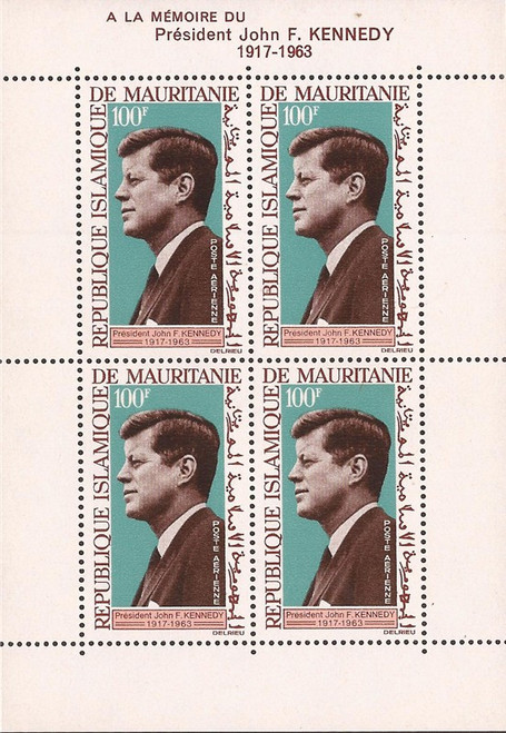 Mauritania - 1964 John F. Kennedy - 4 Stamp Sheet - Scott #C40a