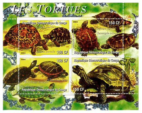 Turtles on Stamps - 4 Stamp Mint Sheet MNH - 104-14