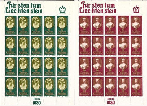 Liechtenstein - 1980 Princesses - Set of 2 20 Stamp Sheets #685-6