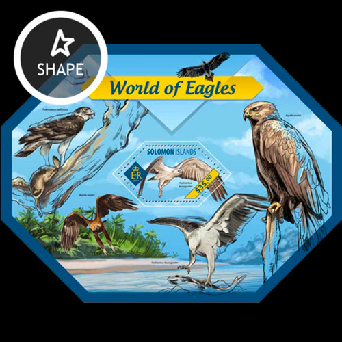 Withdrew 02-25-19-Solomon Islands 2014 World of Eagles Hexagon Souvenir Sheet 19M-422