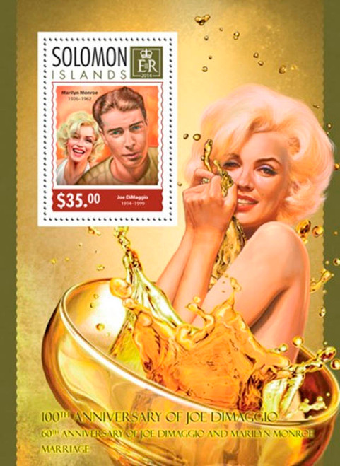 Solomon Islands 2014 DiMaggio and Monroe Tribute  Stamp S/S 19M-438