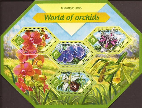 Solomon Islands - 2014 World of Orchids - 4 Stamp Sheet - 19M-465